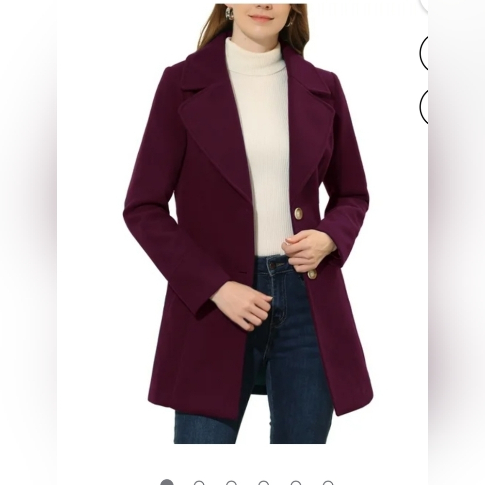 Allegra k Juniors Shawl Collar Single Breasted Mid-Thigh Winter Overcoat Purplis